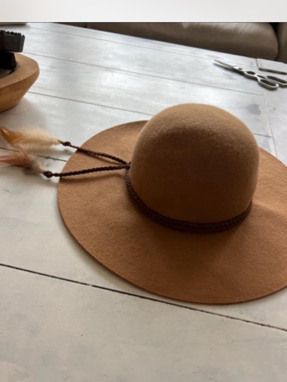 New Classic Women's Wide- Floppy Brim Wool  Hat in Camel